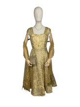 Load image into Gallery viewer, Original 1950's Berthe Alexandrie Gold Lame Organza Cocktail Dress - Bust 35 36