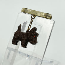 Load image into Gallery viewer, Original 1940s Dangling Brown Scottie Dog Brooch
