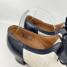 Load image into Gallery viewer, Original 1940's CC41 Navy Leather and Cream Suede Spectator Shoes for a Wide Fitting UK 7