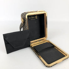 Load image into Gallery viewer, Original 1940s or 1950s Black and Gold Box Bag with Cigarette Case by Lin Bren
