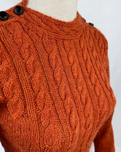 Load image into Gallery viewer, 1930's Reproduction Hand Knitted Long Sleeved Cable Jumper in Rust Alpaca Wool - Bust 34 35
