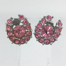 Load image into Gallery viewer, Vintage Pink Paste Lucky Horseshoe Clip on Earrings