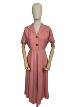 Load image into Gallery viewer, Original 1950's Dusky Pink Day Dress with Burgundy Buttons - Bust 36
