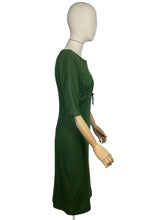 Load image into Gallery viewer, Original 1950's/1960's Forest Green Wool Wiggle Dress with Claw Set Paste Studs - Bust 34 35