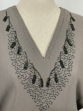 Load image into Gallery viewer, Original 1940s Crepe Dress with Beaded Bodice and Original Belt - Bust 48