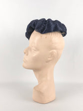 Load image into Gallery viewer, Original 1950s Navy Blue Lacquered Raffia Hat