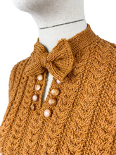 Load image into Gallery viewer, Reproduction 1930's Long Sleeved Cable Hand Knitted Jumper with Neat Bow at the Neck - Bust 33 34 35
