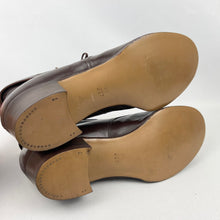 Load image into Gallery viewer, Original 1940's Chocolate Brown Glace Leather Real Fur Lined Lace Up Boots - UK 5.5 6