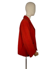 Load image into Gallery viewer, Original 1940's CC41 Pure Wool Swing Jacket In Tomato Red Shade with Pockets - Bust 42 44