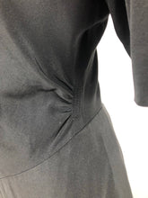 Load image into Gallery viewer, 1940s Black Dress with Lace Overlay and Fishtail Peplum -B38