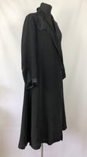 Load image into Gallery viewer, Wounded but Wearable 1920s 1930s Black Coat with Statement Button and Satin Trim - Bust