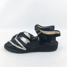 Load image into Gallery viewer, CC41 Black and Silver Satin Low Wedge Shoes - UK 6