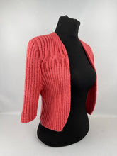 Load image into Gallery viewer, 1940s Reproduction Hand Knitted Bolero in Salmon Pink - Bust 36 38 40 42 44