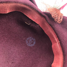 Load image into Gallery viewer, 1930s Burgundy Felt Hat with Grey and Burgundy Feather Trim