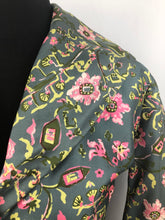 Load image into Gallery viewer, Original 1950's Vibrant Floral Pure Silk Jacket in Green, Pink and Chartreuse - Bust 38