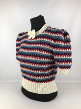 Load image into Gallery viewer, Reproduction 1940s Waffle Stripe Jumper Knitted from a Wartime Pattern - B 35 36 37 38