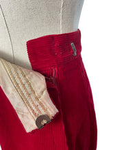 Load image into Gallery viewer, Original 1950's Cherry Red Sportaville Cords with Turn-Ups - Waist 27"