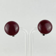 Load image into Gallery viewer, Vintage Smooth Burgundy Brown Glass Clip-on Earrings