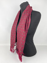 Load image into Gallery viewer, Vintage Red Artificial Silk Scarf with Grey and Yellow Paisley Print by Tootal