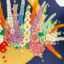 Load image into Gallery viewer, Original 1930's 1940's Dark Blue Felt Handbag with Basket of Flowers Applique
