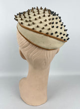 Load image into Gallery viewer, Charming Original 1950's Two Tone Beaded Felt Hat In Cream and Brown *