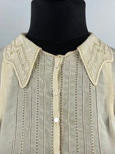 Load image into Gallery viewer, Original 1930s Silk Blouse with Charming Details - Lace Work and Fagoting - AS IS Bust 32 33 34
