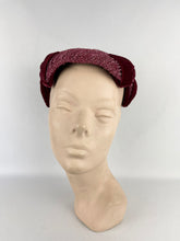 Load image into Gallery viewer, Original 1950's Burgundy Velvet and Straw Hat by Jacoll - Such a Classic Piece *