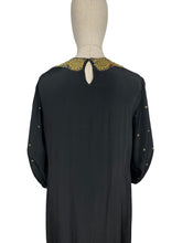 Load image into Gallery viewer, Original 1920's 1930's Black Silk Crepe Day Dress with Incredible Soutache Collar with Silk Embroidery - Bust 36