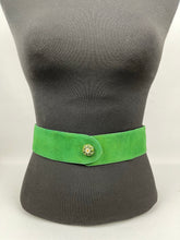 Load image into Gallery viewer, Original 1930s Kelly Green Suede Belt with Painted Button Detail