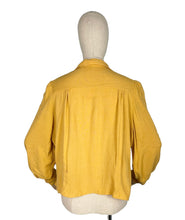 Load image into Gallery viewer, Original 1940’s True Volup Maxton Long Sleeved Crepe Blouse in Soft Mustard - Bust 40 42 44