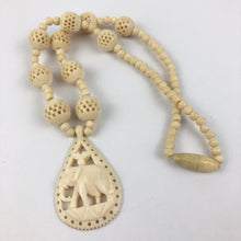 Load image into Gallery viewer, 1930s or 1940s Carved Bone Elephant Necklace