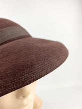 Load image into Gallery viewer, Original 1930s Chocolate Brown Felt Hat - Classic Shaped Piece