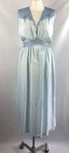 Load image into Gallery viewer, 1940s 1950s Ice Blue Rayon and Lace Nightdress with Bows - B36
