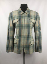 Load image into Gallery viewer, Vintage Zip Front Jacket in Green, Yellow and Navy Check - B38 40