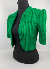 Load image into Gallery viewer, 1940's Reproduction Hand Knitted Bolero in Emerald Green - B36 37 38 39 40