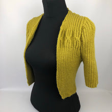 Load image into Gallery viewer, 1940s Style Hand Knitted Bolero in Lime Green - B34 36
