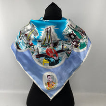 Load image into Gallery viewer, Vintage Artificial Silk Scarf with Tulips and Tourist Attractions - Holland Tourist Piece - Great Turban or Headscarf