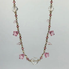 Load image into Gallery viewer, Original 1940s 1950s Pink and Clear Faceted Glass Graduated Bead Necklace
