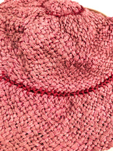 Load image into Gallery viewer, Original 1930s Salmon Pink Woven Hat with Celluloid Feather Trim