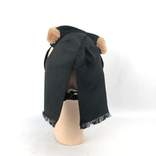Load image into Gallery viewer, 1940s Black Felt Tilt Topper Hat with Faux Fur Trim