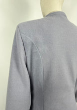 Load image into Gallery viewer, REPRODUCTION 1940s Blue Wool Coat with Burgundy Soutache Trim and Tie Belt - Bust 40 42