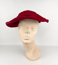 Load image into Gallery viewer, Original 1950's Bright Red Velvet Platter Hat by Jacoll *