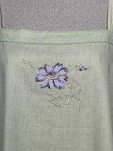 Load image into Gallery viewer, Original 1920's Volup Green Slip with Floral Applique and Embroidery in Purple, Green and Cream - Bust 38 40