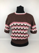 Load image into Gallery viewer, Reproduction 1940s Jumper in Stripes of Brown, Pink and Cream - B 36 38 40
