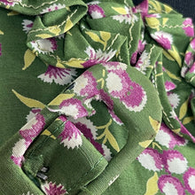 Load image into Gallery viewer, Utterly Exquisite Original 1930s Green Floral Belted Dress with Ruffle Trim and Shirring - Bust 34 35