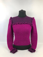 Load image into Gallery viewer, 1940s Reproduction Long Sleeved Jumper in Dark Plum and Magenta - Bust 33 34