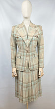 Load image into Gallery viewer, AS IS Original 1930s or 1940s Lightweight Wool Check Suit in Duck Egg, Mocha and Cream - Bust 34 35