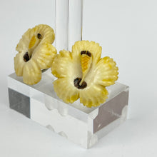 Load image into Gallery viewer, Original 1940's 1950's Carved Hibiscus Flower Screw Back Earrings from Japan