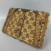 Load image into Gallery viewer, 1950s French Made Clutch Bag - Heavily Beaded with Gold Beads and Pearls