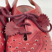 Load image into Gallery viewer, Original 1940's Oxblood Red CC41 Lace Up Wedge Sandals - UK 4 4.5